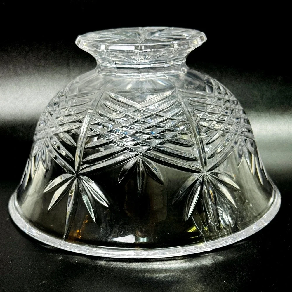 Towle Full Lead Crystal Austria Footed Dessert Bowls Set of 2 Star Fan Pattern